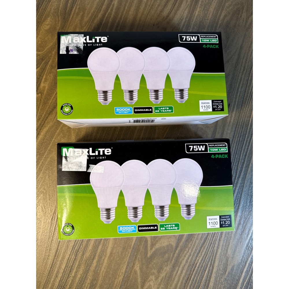 MaxLite LED Light Bulbs 8 Pack 75W Equivalent 5000K Daylight Dimmable New